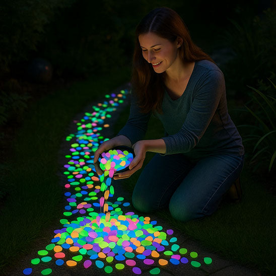 decoration de jardin pierres nuit
