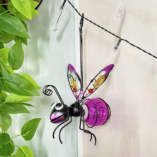 decoration jardin abeille mauve