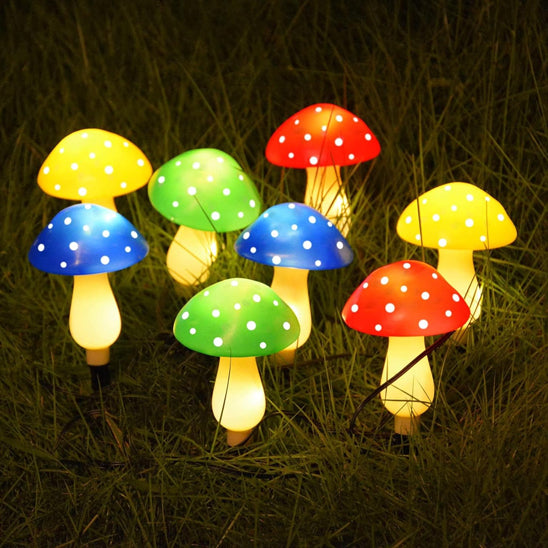 decoration jardin champignon multicolore