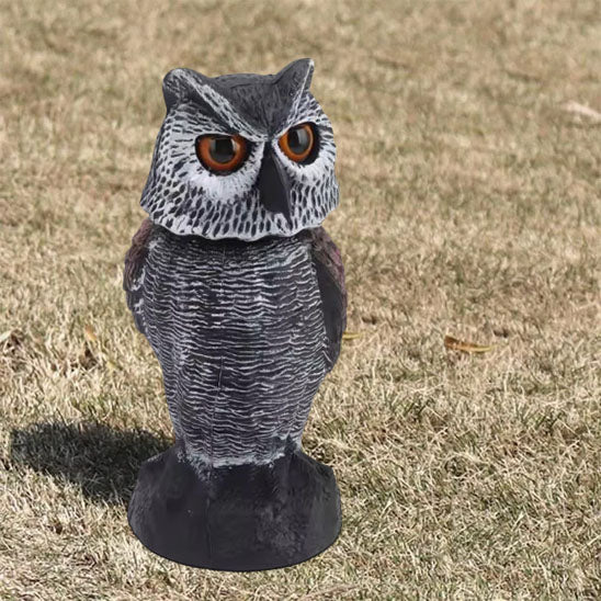 sculpture jardin hibou brun