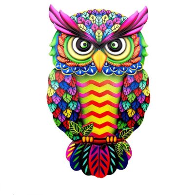 decoration de jardin hibou rouge