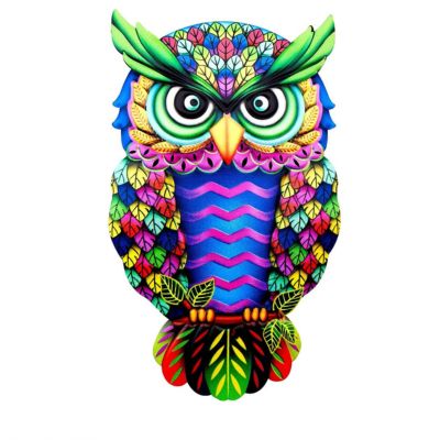 decoration de jardin hibou vert