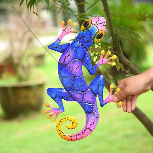 decoration de jardin lezard bleu
