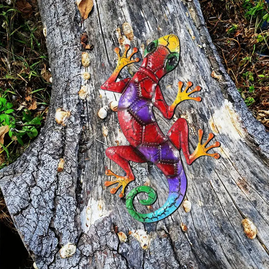 decoration de jardin lezard bois