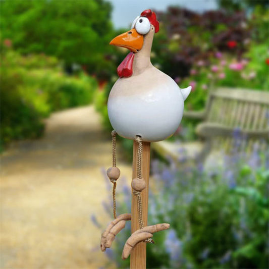 decoration jardin white chicken