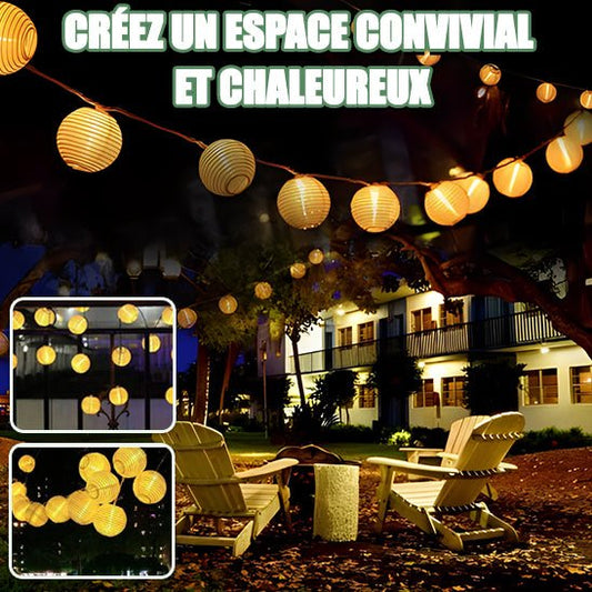 Guirlande Lumineuse Solaire Extérieur - Boules Jaunes - Jardin Frais