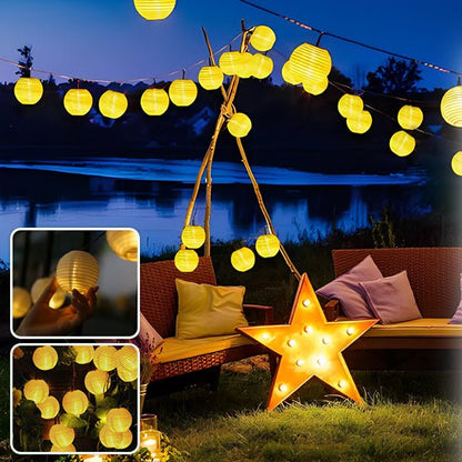 Guirlande Lumineuse Solaire Extérieur - Boules Jaunes - Jardin Frais