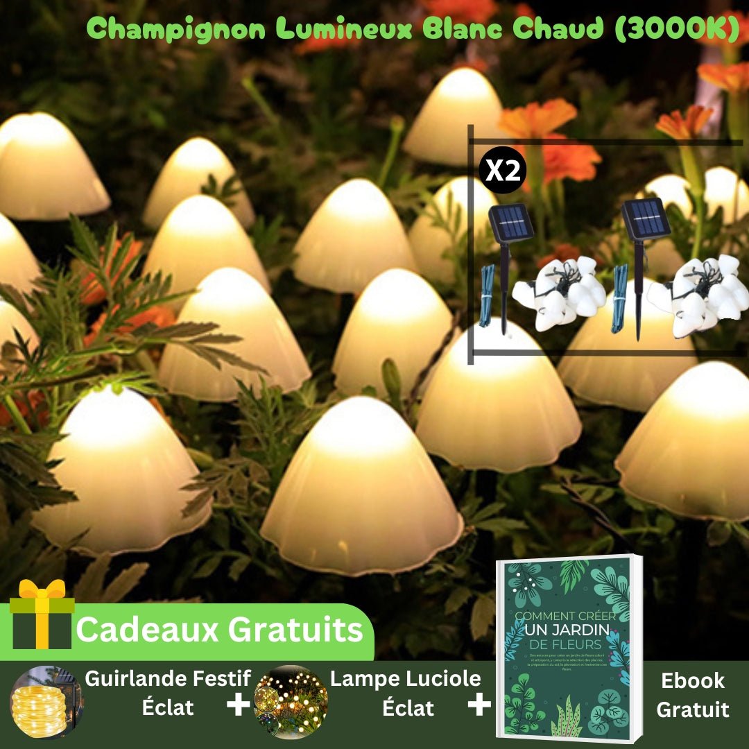 Guirlande Lumineuse Solaire Extérieur - Champignons Lumineux™ - Jardin Frais