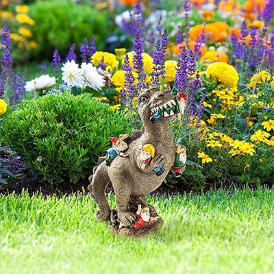sculpture jardin dinausore nain fleur