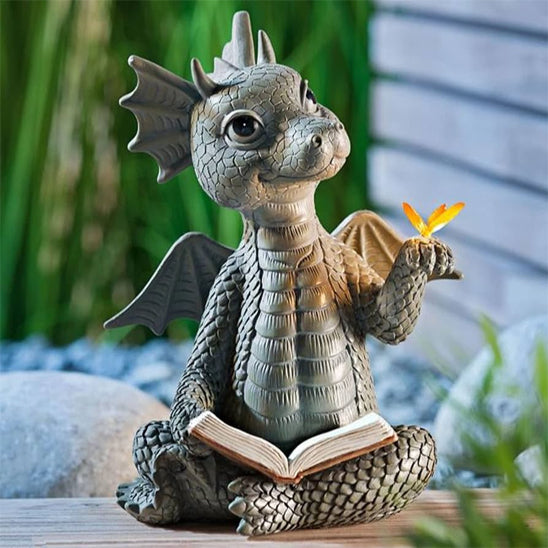 sculpture jardin dragon gris