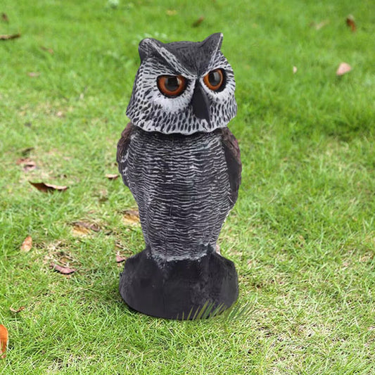 sculpture jardin hibou gris